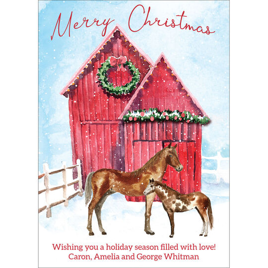 Red Barn Flat Holiday Cards